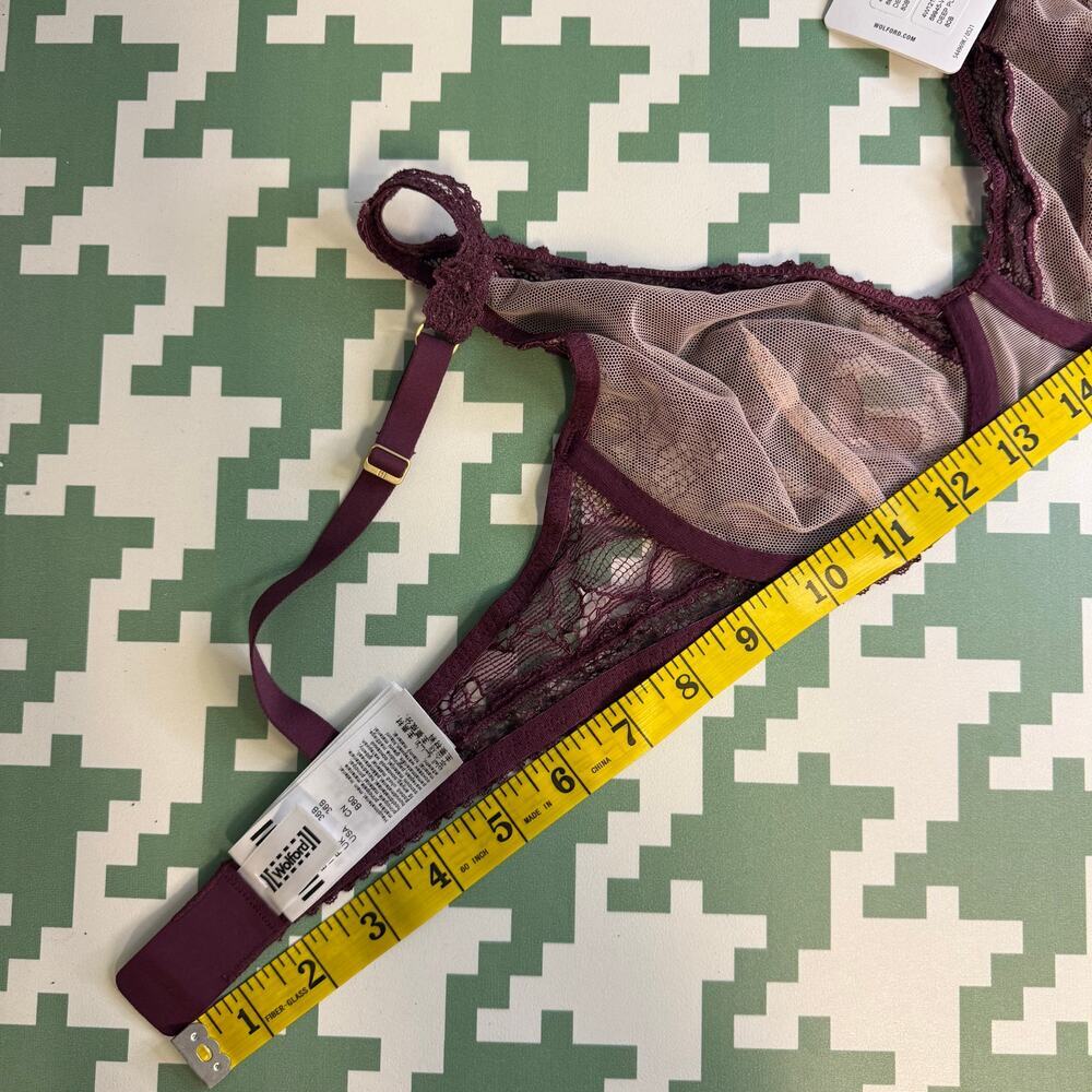 Wolford Lace Bra Deep Plum Purple Underwire Size 36B NWT $248 MSRP - Picture 5 of 7